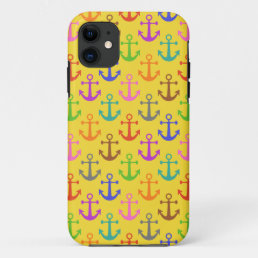 Colorful Anchor Pattern Retro Nautical iPhone 11 Case
