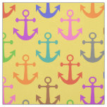 Colorful Anchor Pattern Retro Nautical Fabric
