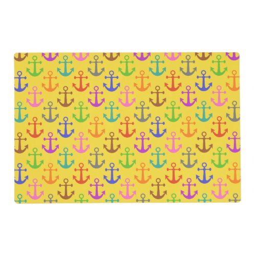 Colorful Anchor Pattern Retro Nautical Placemat