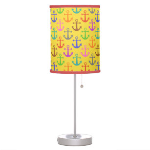 Colorful Anchor Pattern Retro Nautical Table Lamp