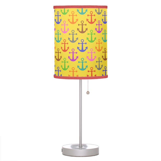 Colorful Anchor Pattern Retro Nautical Table Lamp (Left)