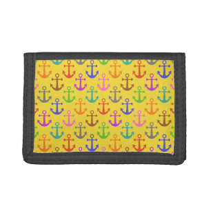 Colorful Anchor Pattern Retro Nautical Trifold Wallet