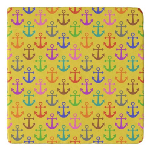 Colorful Anchor Pattern Retro Nautical Trivet
