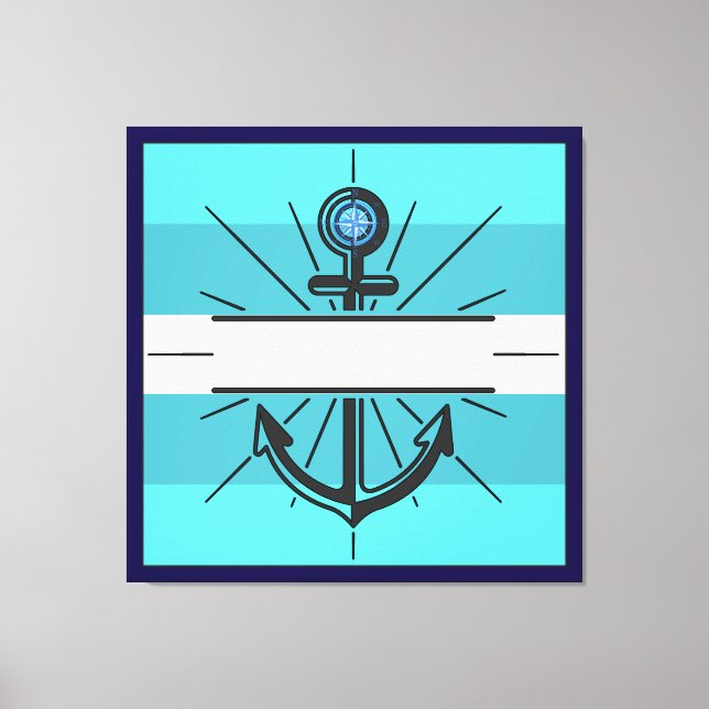 Colorful Anchor with customize button  Canvas Prin Print (Front)