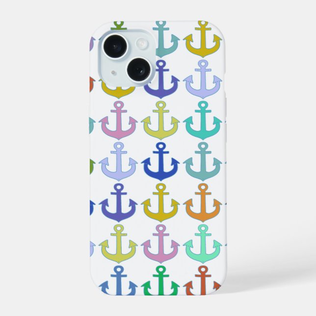Colorful Anchors pattern navy  Iphone Case (Back)