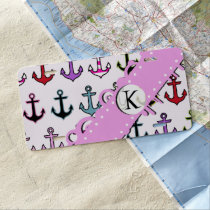 Colorful Anchors, Pattern Of Anchors, Monogram License Plate