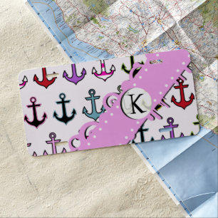 Colorful Anchors, Pattern Of Anchors, Monogram License Plate