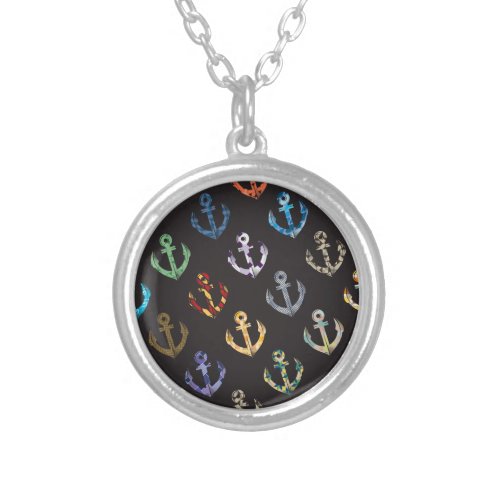 Colorful Anchors Silver Plated Necklace