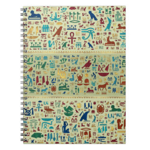 Colorful  Ancient Egyptian hieroglyphs pattern Notebook
