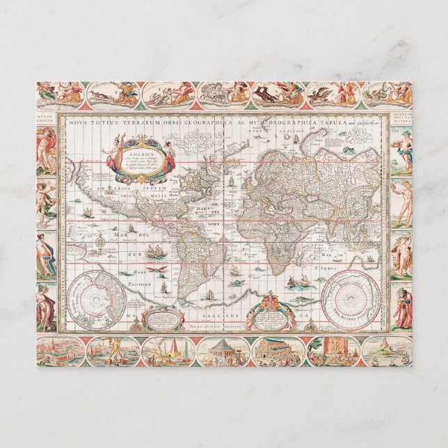 Colorful Ancient World Map Postcard (Front)