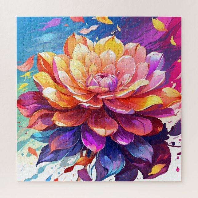 Colorful and abstract flower jigsaw puzzle (Vertical)
