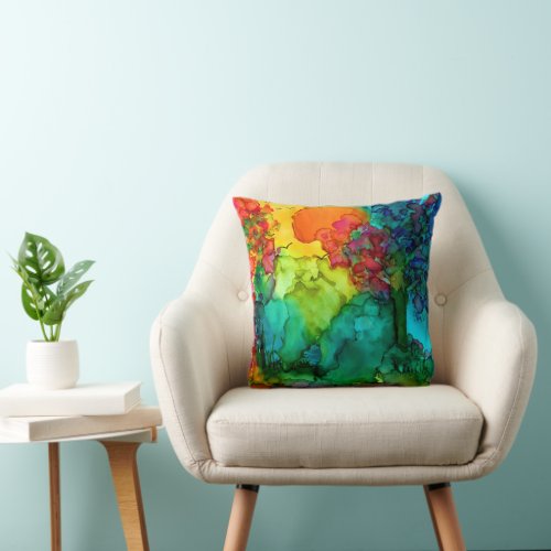 Colorful and Abstract Nature Scene Throw Pillow