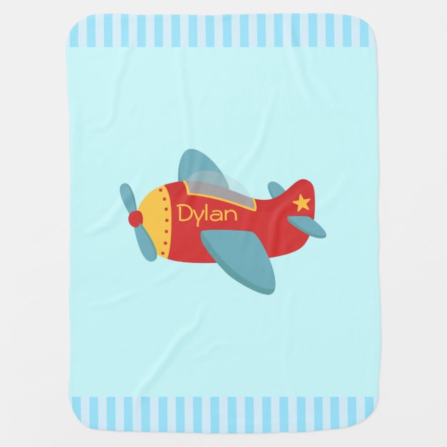 Colorful and Adorable Cartoon Aeroplane Stroller Blanket (Front)