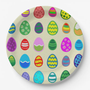Colorful and beautiful Easter egg pattern Paper Plates