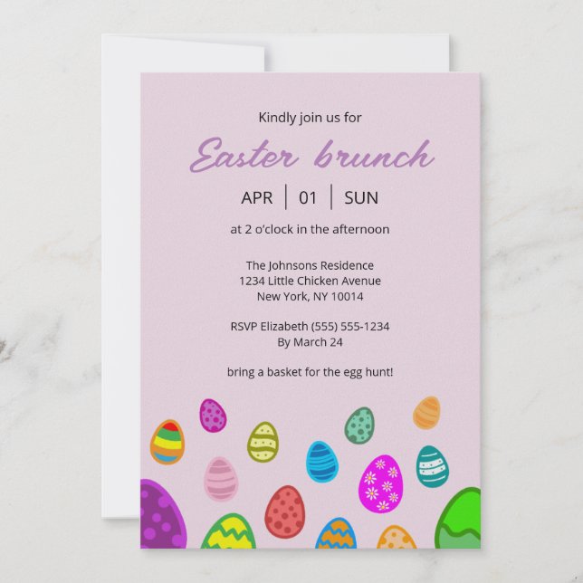 Colorful and beautiful Easter eggs Invitation (Front)