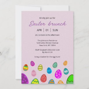 Colorful and beautiful Easter eggs Invitation