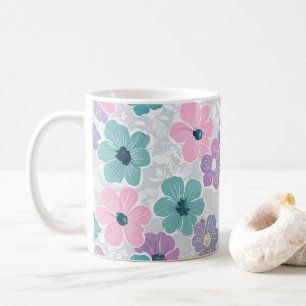 Colorful and beautiful spring flower print ceramic coffee mug