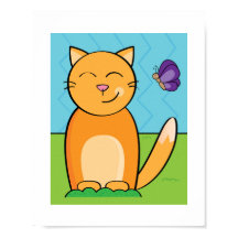 Colorful and Bold Cat Poster for Children Decor