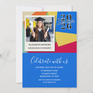 Colorful and Bold Graduation Photo Invitation