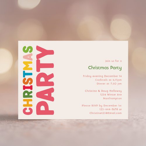 Colorful and Bright Christmas Party Invitation