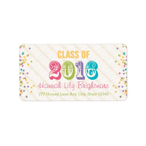 Colorful and Bright Class of 2016 Label