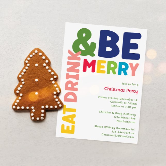 Colorful and Bright Eat Drink And Be Merry Party Invitation (Creator Uploaded)