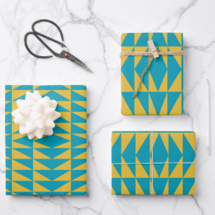 Colorful and Bright Geometric Triangle Design  Wrapping Paper Sheets