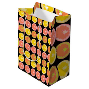 Colorful and Bright GrapeFruit Slices  Medium Gift Bag