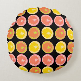Colorful and Bright GrapeFruit Slices  Round Pillow