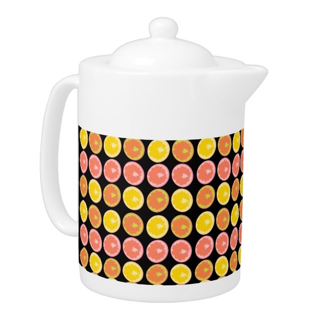 Colorful and Bright GrapeFruit Slices  Teapot (Left)