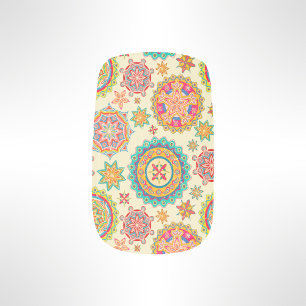 Colorful and Bright Mandala Shapes Minx Nail Art