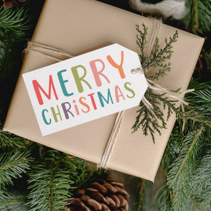 Colorful and Bright Merry Christmas Family Gift Tags