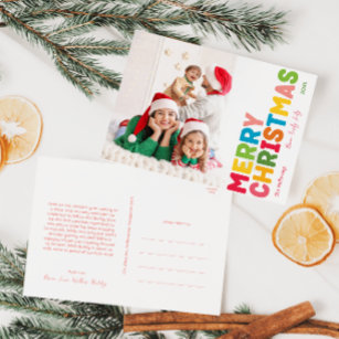 Colorful and Bright Merry Christmas Full Photo Holiday Postcard