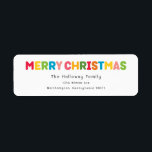 Colorful and Bright Merry Christmas Return Address Label<br><div class="desc">Capture the joy and magic of the holiday season with this unique and festive, colorful and bright merry christmas return address label. Its simple yet fun design features a rainbow color palette of red, green, yellow, blue, orange, and pink, creating a vibrant and cheerful atmosphere. The creative and minimalist approach,...</div>