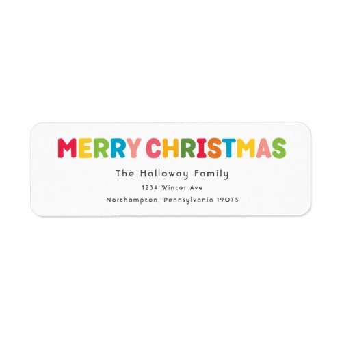 Colorful and Bright Merry Christmas Return Address Label
