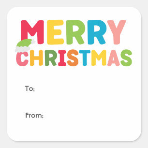 Colorful and Bright Merry Christmas To From Square Sticker