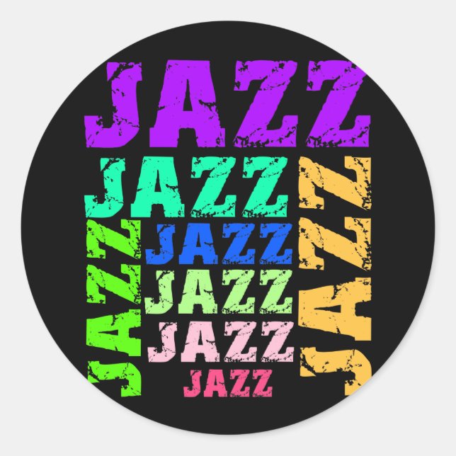 Colorful and cool jazz classic round sticker (Front)