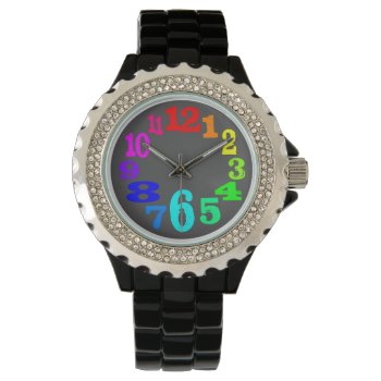 Colorful And Crazy Numbers Watch by thatcrazyredhead at Zazzle