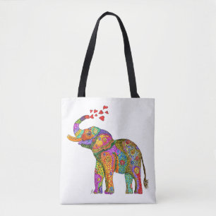 Colorful and Cute Elephant Tote Bag