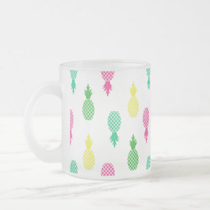 Colorful and Cute Tropical Pineapple Pattern Frosted Glass Coffee Mug