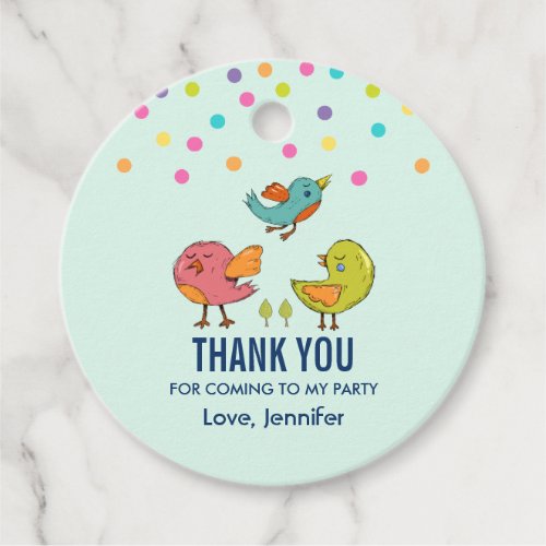 Colorful and Cute Whimsical Birds Trio Favor Tags