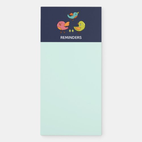 Colorful and Cute Whimsical Birds Trio Magnetic Notepad