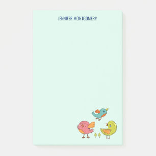 Colorful and Cute Whimsical Birds Trio Post-it Notes