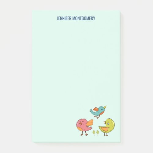 Colorful and Cute Whimsical Birds Trio Post_it Notes