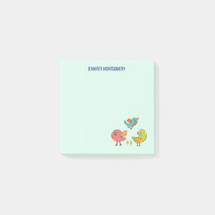 Colorful and Cute Whimsical Birds Trio Post-it Notes