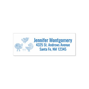 Colorful and Cute Whimsical Birds Trio Self-inking Stamp