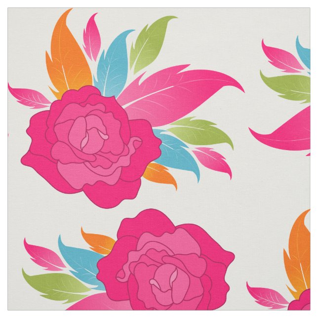 Colorful and Elegant Pink Rose Pattern Fabric (Swatch)
