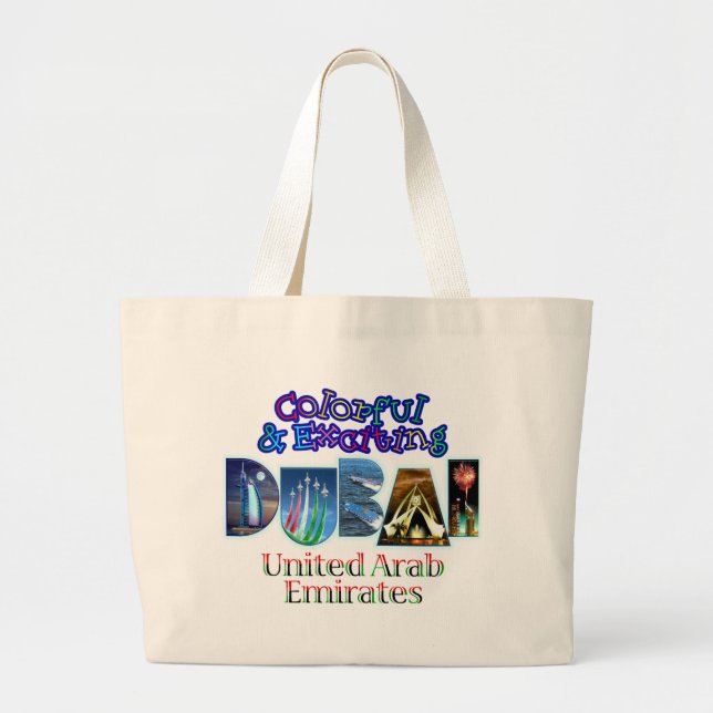 Colorful and Exciting Dubai Large Tote Bag (Front)