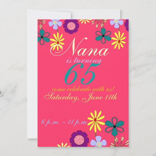 Colorful and festive 65th birthday Invitation (Front)