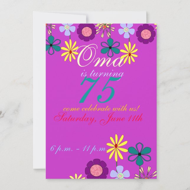 Colorful and festive 75th birthday Invitation (Front)